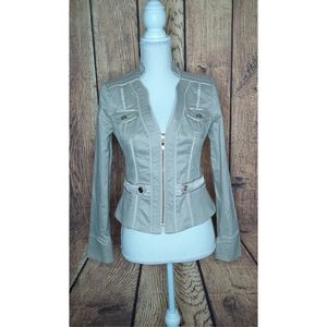 WHBM Beige Zip Sport Jacket With Pockets Size 2